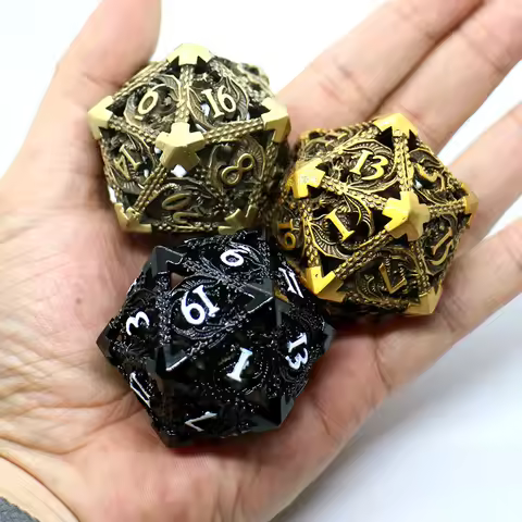 Big D20 Metal Hollow Metal Dice, Board Game Dice, Gamer Accessories