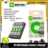 GP Recyko B441 USB Charger with 4xAA 2100mAh and 2xAA 1300mAh Rechargeable Batteries