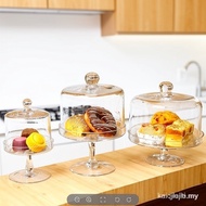 European-style Glass Cake Stand with Cover Cake Tray, Transparent Dust Cover, Tall Fruit Tray, Desse