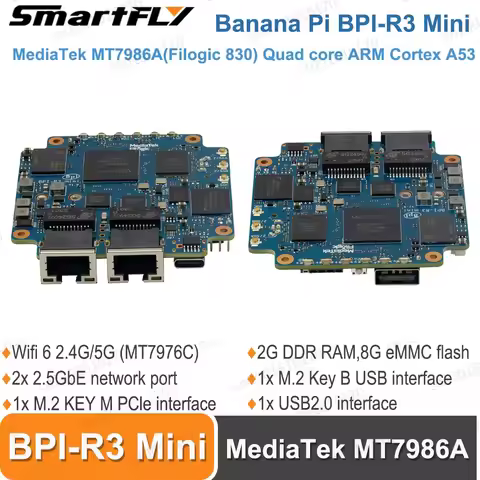 Banana Pi BPI-R3 Mini Router Board MediaTek MT7986 2G RAM 8G eMMC support Wi-Fi6 2.4G/5G with MT7976