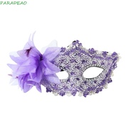 PARADEAO LED Glowing Mask, Plastic Lace Feather Flower Mask, Carnival Half Face Mask Light Up Makeup Venice Masquerade Mask Girl