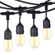 Outdoor String Lights LED Patio String Lights with Shatterproof Plastic Bulbs for Gazebo Pergola Bistro Lights -