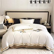 MMLLZEL Bedding 1000TC Egyptian Cotton Gold Embroidered Bedding Set King Size Comforter Set Sheet Pillow Shams (Color : D, Size : 200 * 230cm)