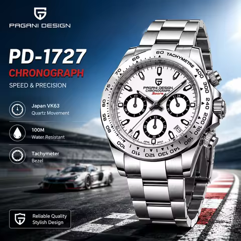 PAGANI DESIGN Men's Watch PD-1727 Multifunctional Chronograph Quartz Watch Sapphire Glass 100ATM Wat
