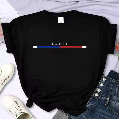 Luxury Brand Paris For Women's High-Quality Summer Printing T-shirt 100% Cotton Casual Oversized Y2k