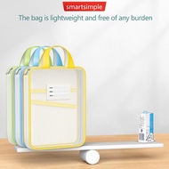 SMARTSIMPLE L-Shaped Subject File Bag Mesh Stationery Storage Bag A4 Size Test Paper Bags Zipper Lar