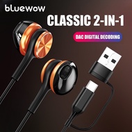 BlueWow A9 Magnetic Semi-In-Ear Wired Headphones, 2-Meter USB-Type-C Combination - Suitable for Comp