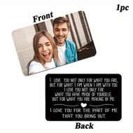 1 Kad Dompet "I Love You" Tersuai - Sisipan Foto Boleh Ukir, Bahan Aloi Aluminium, Hitam, Hadiah Rom