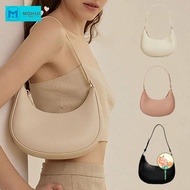 MW Women Handbag, Solid Armpit Bag PU Leather Tote Bags Moon Shape Handbags, Fashion Portable Women'