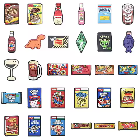 1pcs Funny Food & Drink Shoe Charms - Diverse Characters & Snacks for Shoe Decoration