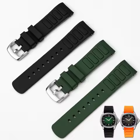 22mm For Mido Multifort TV Rubber Strap for M049526A - Curved End Fluoroelastomer Watch Band Men's W