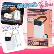 {SG} REMAX Fast Charging 60000mAh Built In Cable 20W+22.5W Powerbank RPP-565 Lesu ll Series