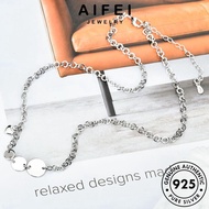AIFEI JEWELRY 925 Rantai For Leher Women Korean Sterling Accessories Pendant 純銀項鏈 Silver Medal Retro Perak Perempuan Chain Necklace Original N138