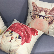 Cute Animals Printed Cotton Linen Pillow Cover 18x18 Inches Pillowcase Cushion Cover Seat Chair Car Decorative Throw Pillowcase