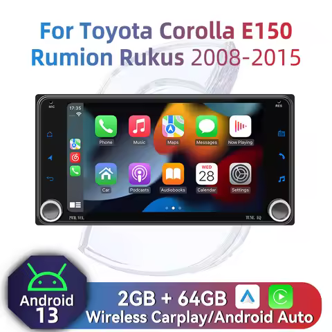 2 Din Android Radio Car Multimedia for Toyota Corolla E150 Rumion Rukus 2008-2015 7" Wireless Carpla