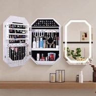 櫻桃傢俱 - 首飾櫃鏡櫃收納櫃臥室鏡帶燈鏡現代簡約壁掛梳妝鏡櫃化妝35CM（圓形）