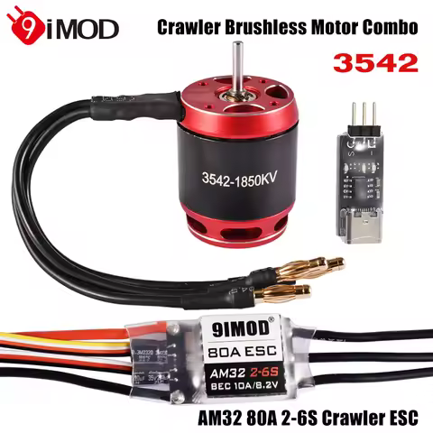 9IMOD RC Brushless Combo AM32 80A ESC Brushless 3542 1850/2250KV Motor for RC Crawler Car AXIAL SCX1