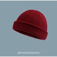 Beanie Hat Topi Streetwear Unisex Knitted Skullcap Hat Binnie Cap Roll Up Edge Trendy Cap 11