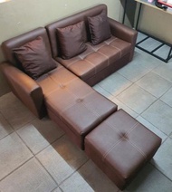 L-SHAPE  SOFA BROWN LEATHER