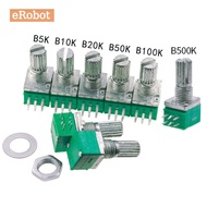 10Pcs RK097G Dual Potentiometer B5K 10K 20K 50K 100K 500K 6pin Shaft 15mm Audio Power Amplifier Seal