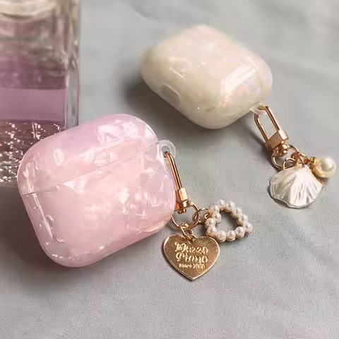 Girl Pearl Shell Keychain Case for AirPods Pro 2 3 2023 1 Case for AirPods Pro2 Pro 2nd Generation A