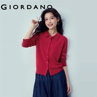 GIORDANO WOMEN Solid color lapel collar cardigan 13356203
