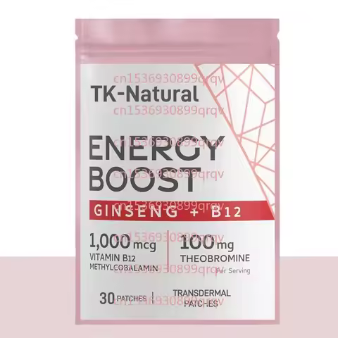 30 Patches Energy Boost Transdermal Patches Ginseng Vitamin B12 Boosts Physical & Mental Energy