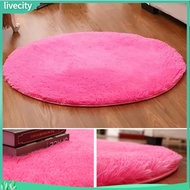 {livecity} Home Decoration Bedroom Hall Pure Color Round Velvet Carpet Cushion Door Floor Mat