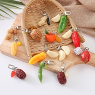 Simulation Garlic Corn Keychain Pendant Pepper Edamame Walnut Red Date Lotus Seed Orange Shrimp Bag 