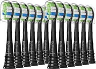 12Pcs Replacement Brush Heads Compatible with Philips Sonicare ProtectiveClean 6100, 5100, 4100 Electric Toothbrush, W Toothbrush Replacement Head for Sonicare DiamondClean HX6062/95, Black