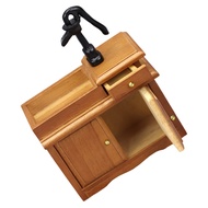 KOMBIUDA Maroon Wood Sink Miniature Wooden Bathroom Cabinet Bathroom Scene Prop Miniature Wooden Was