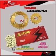 ZFORE Sprocket 415 Set  - LC135 Y125Z RXZ Lagneda 110  Chain Gold Steel Rantai Grease  Spocket FOR M