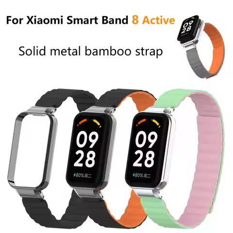 Suitable for Xiaomi Bracelet 8Active Strap, Magnetic Silicone Strap, Smart Sports MiBand8 Active Rep