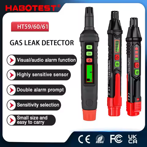 HABOTEST HT59 HT60 HT61 Gas Leak Detector 0-1000PPM Sound & Screen Alarm Combustible Natural Methane