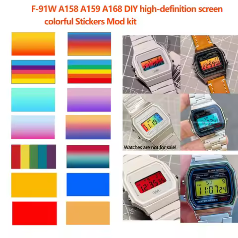 For Casio F-91W A158 A159 A168 display screen stickers DIY high-definition screen colorful Stickers 
