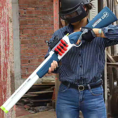 S686 Double Barrel Shotgun Shell Ejection Soft Bullet Gun with Red Dot Sight Tactical Foam Dart Blas