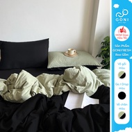 GONI FRESH duvet cover set in Black Olive color - Elastic bed sheets 4-25cm high, sizes 1m, 1m2, 1m4