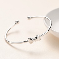S999 Pure Silver Bracelet Girls Sweet Graceful Bow Sterling Silver Bracelet Bracelet Cute Lady