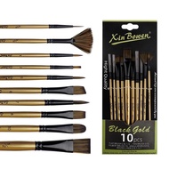 DUKEEN 10 Pack Art Paint Brush Set Premium Nylon Bristles with Round, Filbert, Flat, Fan, Angle, Fin