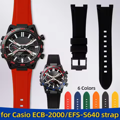 Modified Silicone Rubber strap For Casio EDIFICE Series 5698 ECB-2000PB/SS/HR EFS-S640ZE/S641 Watch 