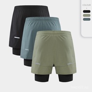 Men's Summer Shorts Men's Sports Shorts Fake Two-Piece Elastic Basketball Running Fitness Shorts Sum