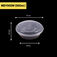 ถ้วยใส่อาหาร ถ้วยพลาสติกใส่อาหาร พร้อมฝาแยกกล่องสีดำ ทำจากวัสดุ PP แบบลัง (150 ชิ้น/ลัง) MBY700ml. M