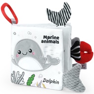 Soft Cloth Baby Book, 0-6 Months Baby Book, 3D Black White High Contrast Soft Cloth Book, Washable N