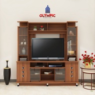 lemari tv rak tv meja tv minimalis wall unit backdrop lemari tv murah seri LHS GARRET merk OLYMPIC