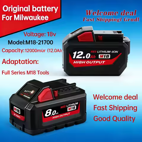 For Fit Original Milwaukee Battery 18V 8AH M18HB8,21700 high-function battery, 6AH 12AH,M12-18FC Cha
