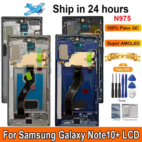 AMOLED For Samsung Galaxy Note10+ N975F LCD Display Touch With Frame Support S Pen Fingerprints for 