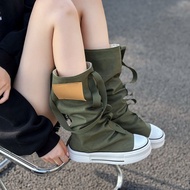 New Summer Long Boots Canvas Slouch Boots Hot-Selling Mid-Calf Boots