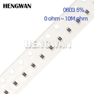 100pcs 0603 5% SMD resistor 0R - 10M 1/10W 10 100 150 220 330 470 ohm 1K 2.2K 4.7K 10K 100K 1M 1R 10