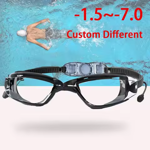 -1.5 To -7.0 Adult Myopia Silicone HD Clear Lens Anti Fog Swimming Goggles Swim Eyewear Custom Diffe