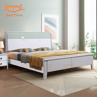 Nora Queen Size Solid Wood Bed | Grey &amp; Green Color | Katil Kayu Queen | Kayu Getah